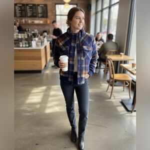 Marled Jacket Women’s M Multicolor Plaid Workwear Shacket City‎ Outdoor